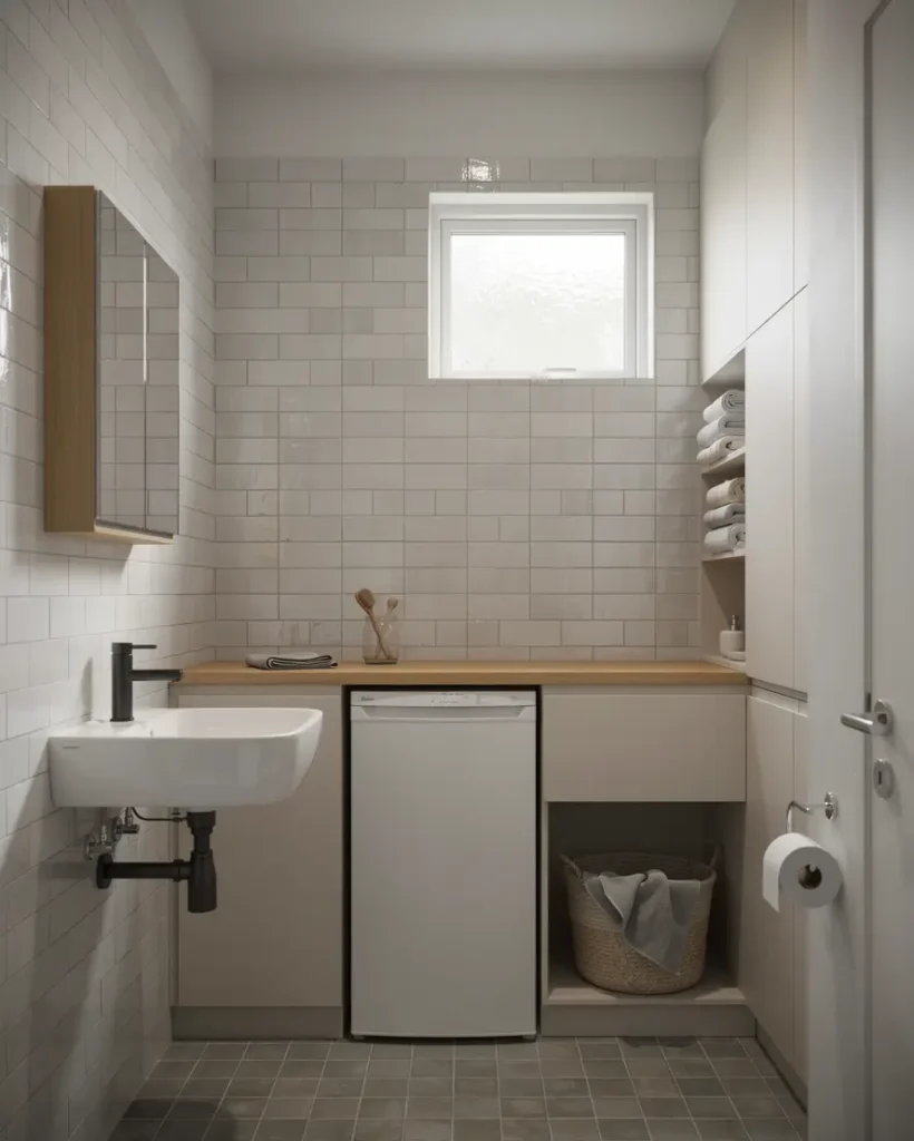 badrum med tv ttmaskin smart planering f r funktion f rvaring och snygg helhet