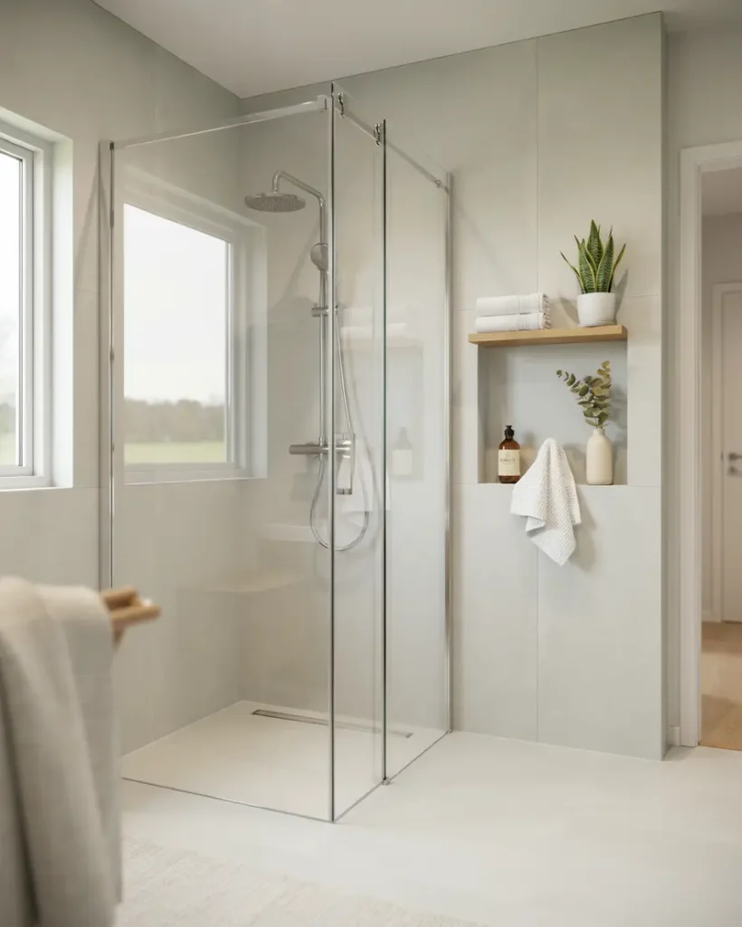 totalrenovering av duschrum med golvv rme i b lsta